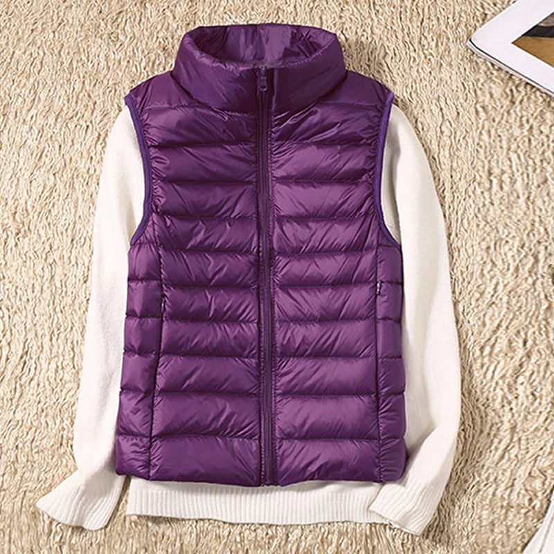 2023 New Women Sleeveless Women Slim Ultra Light Down Jacket Girl Portable Lightweight Vests Windproof Warm Waistcoat