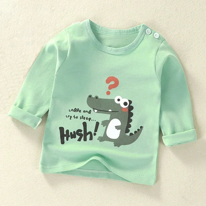 Children's Clothing Boys Girls T-Shirt kids clothes Cartoon Tops Long Sleeve Baby Clothing Autumn Winter Cotton Print Sweatshirt Style 2 thick