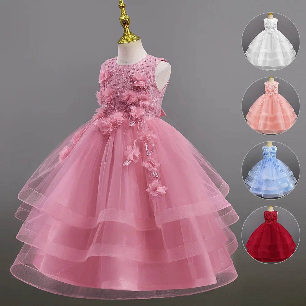 Children's Princess Dress Cross border New European and American Style Little Girl's Mesh Dress Children's Performance Dress