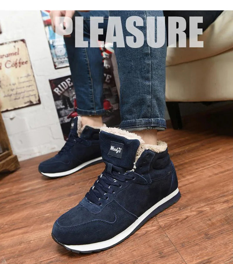 Men Boots Winter Shoes Mans Footwear Warm Fur Snow Boots Ankle Botas Hombre Winter Boots For Men Plush Winter Sneakers Plus Size