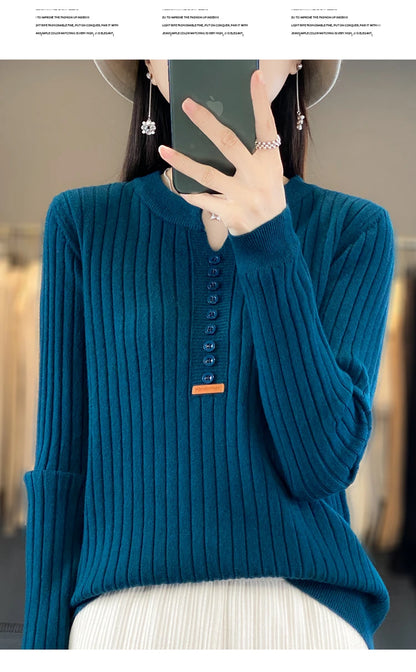 Women's Sweater Autumn/Winter New Solid Color Knitwear V-Neck Pullover Ladies Clothes Fashion Blouse Korean Style Loose Tops