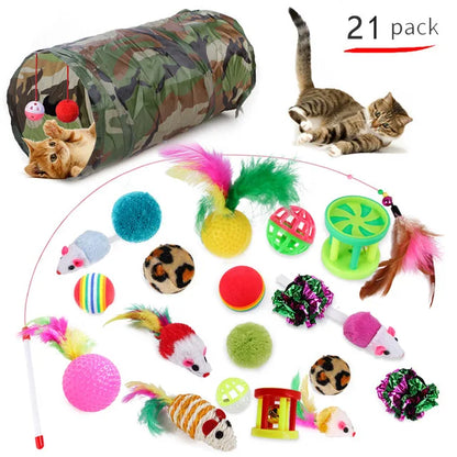 Cat Pets Toys Mouse Shape Balls Foldable Cat Kitten Play Tunnel Funny Cat Stick Mouse Supplies Simulation Fish Cat Accessories K