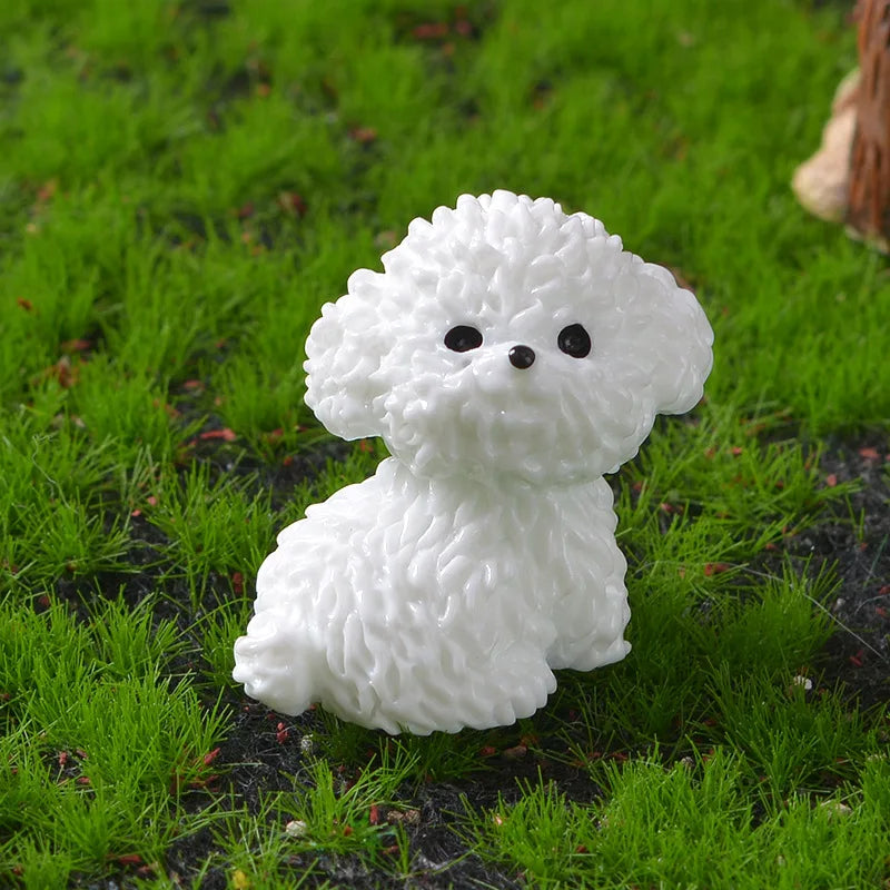 Figurines Miniatures Cute Dog White Bichon Frise Micro Landscape Ornaments For Home Decorations Decor For Room Desk Accessories