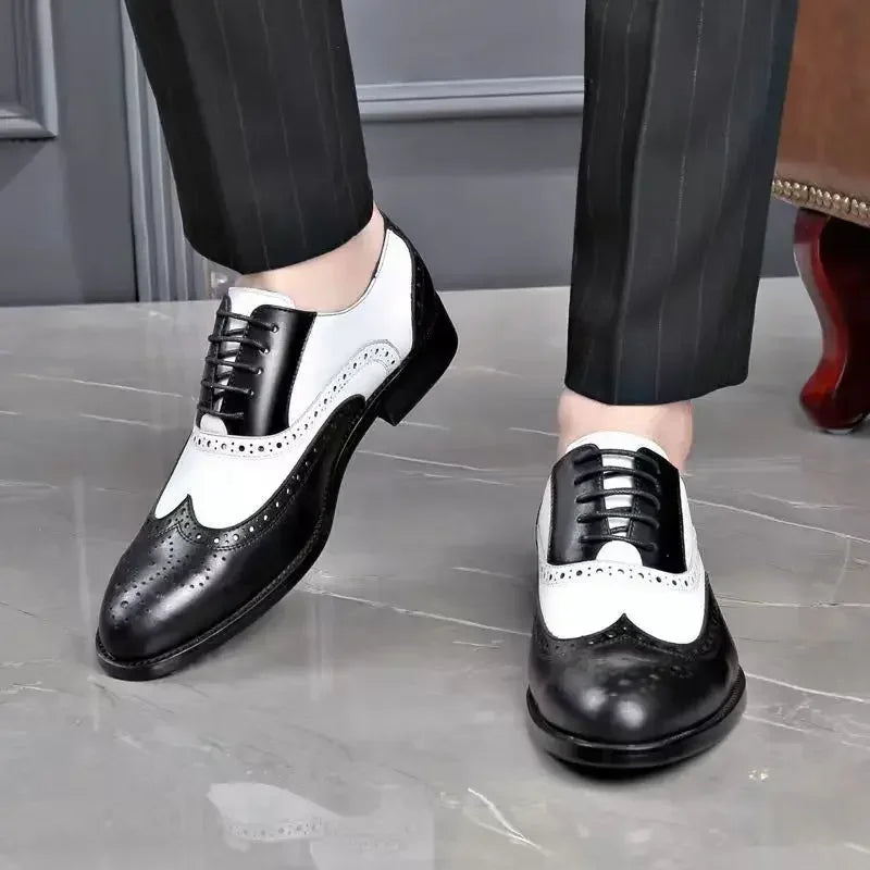 Classic Men Dress Shoes Lace Up Shoes for Men Plus Size Point Toe Business Casual Comfortable Men Formal Shoes for Wedding