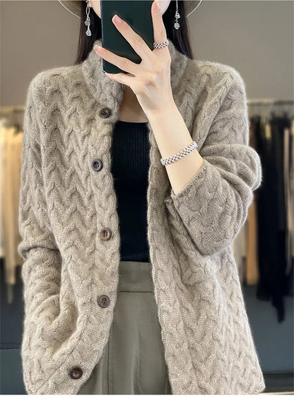 2024 Autumn Winter New Korean Cardigan Long Sleeve Jacket Women Loose Casual Thicken Knitted Sweater Coat Female Tops Ladies