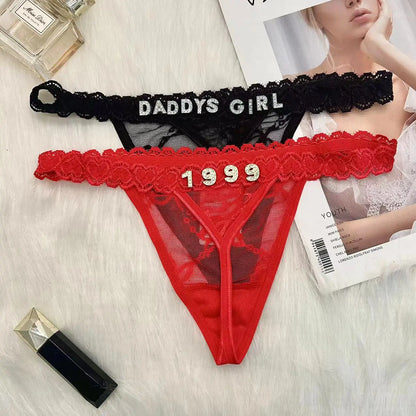 Custom Name Thong Panties with Crystal Letters Customized Thongs Personalized Underwear Sexy G-String Tanga Bikini Jewelry Gift