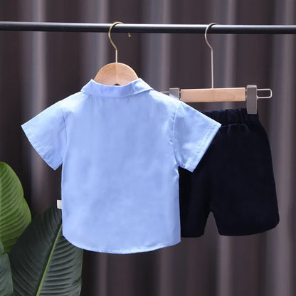 0-4 Years Old baby Boys shirt suts fashion Cotton infant girls Clothes Set Kids Short Sleeve Shirt + Shorts Sets