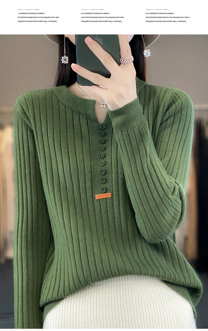 Women's Sweater Autumn/Winter New Solid Color Knitwear V-Neck Pullover Ladies Clothes Fashion Blouse Korean Style Loose Tops