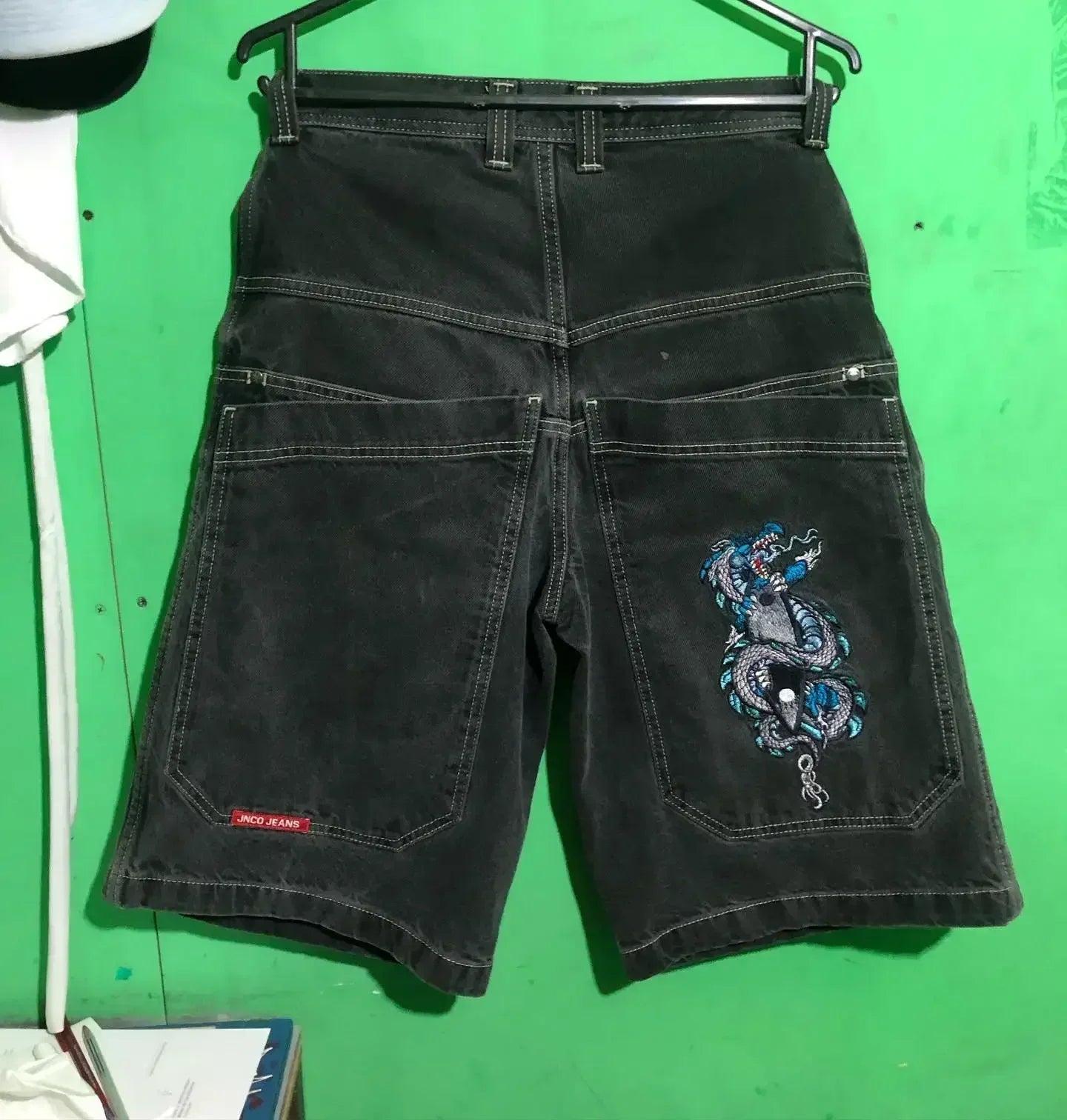 JNCO baggy Denim Shorts Harajuku Y2K jeans Hip Hop vintage pattern Summer New Men Women Gothic Men Basketball Shorts Streetwear 5