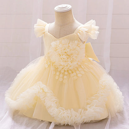 Flower Girls Dresses Elegant Baby Birthday Princess Dress Tutu Dancing Clothing Infant Tulle Cute Kids Birthday Vestidos