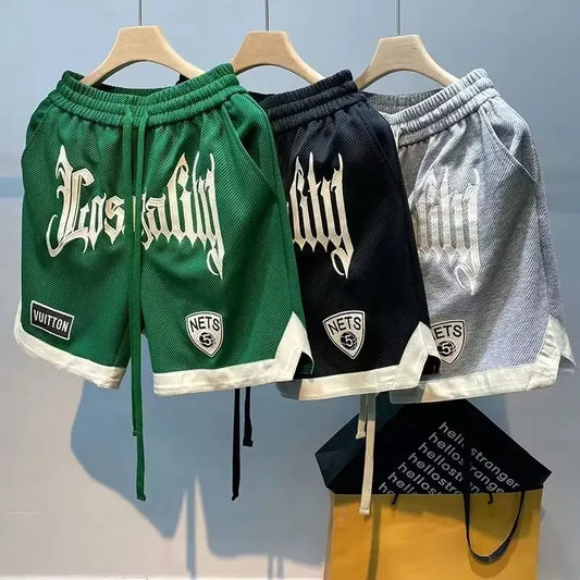 2024 Summer Men's Shorts Korean Fashion Embroidery Shorts Streetwear Harajuku Letter Sports Shorts Casual Men's Clothing Short