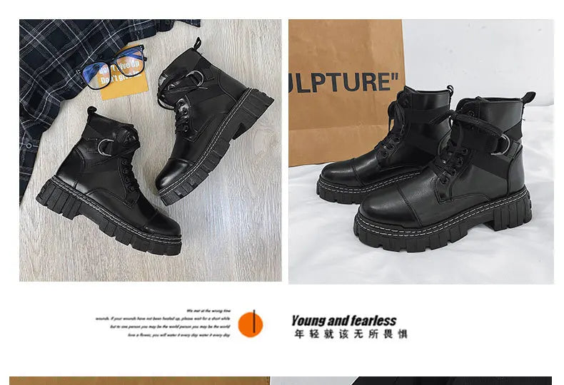 Brand Design 2022 Autumn and Winter Men Shoes High-top British Style Trend Motorcycle Leather Boots New Tooling Boots Men Boots