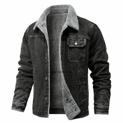 Winter Men's Jacket High-quality Lapel Lamb Hair Thickened Warm Coat Korean Fashion Casual Tight Denim Jackets 5XL Men Clothing