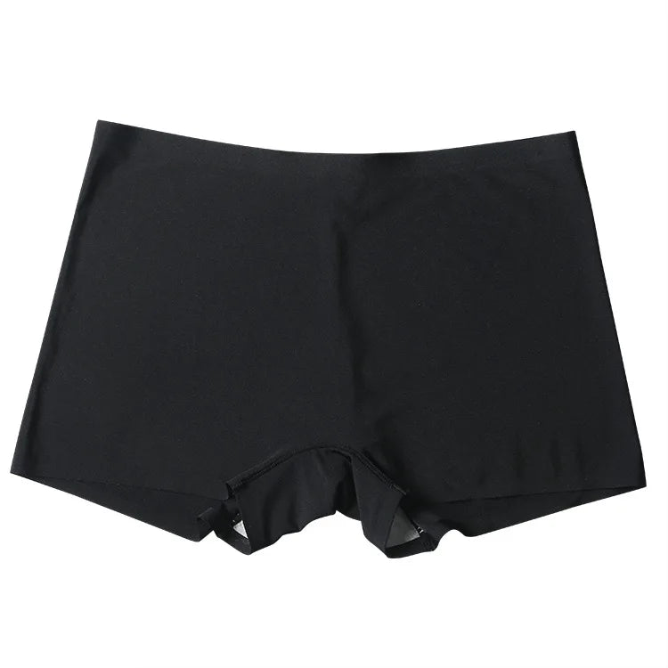 Seamless Short Spandex Ice Silk Safety Shorts Pants Women's Shorts Under Skirt Underwear Breathable No Curling Boxers for Women short black