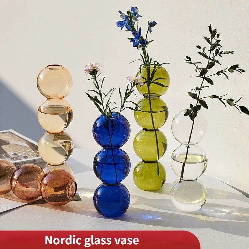 Nordic Glass Vase Home Decor Living Room Decoration Terrarium Flower Vase Plant Pots Decorative Home Accessories Decoration Gift