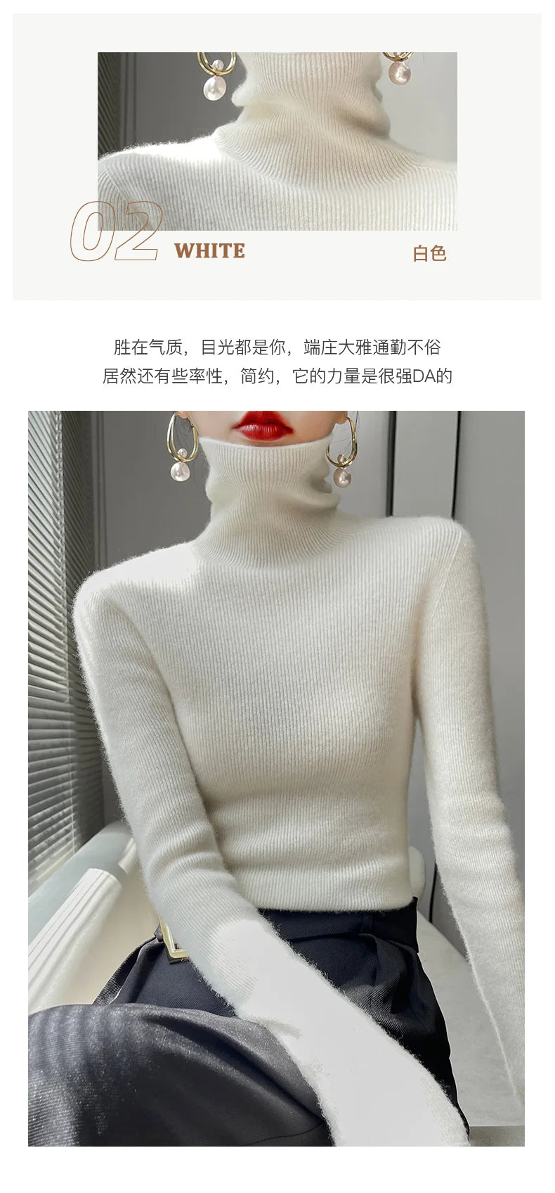 2022 Autumn Winter Cashmere  Sweater Women's Pullover Turtleneck  Casual Fashion Pure Color Cashmere sweater women