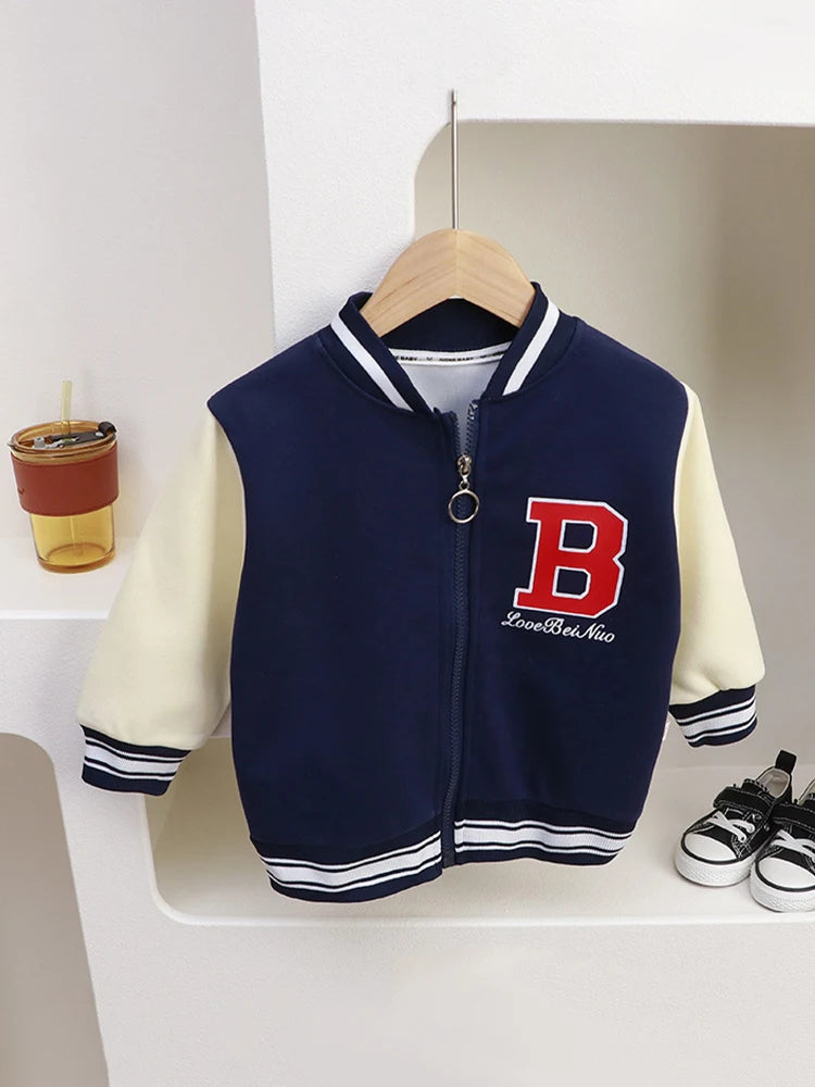 LJMOFA 1-6T Spring Kids Jacket for Boy Coat Autumn Zipper Baseball Uniform Cotton Light Outerwear Baby Toddle Child Cloth D144