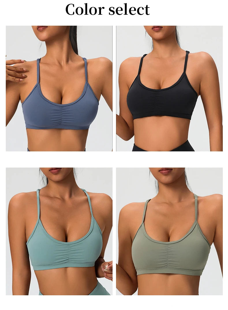 Women's Cross Strap Back Sport Bra Gym Clothing Fitness Running Outdoor Sports Underwear Woman Push Up Yoga Bra Workout Tank Top