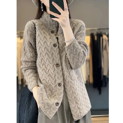 2024 Autumn Winter New Korean Cardigan Long Sleeve Jacket Women Loose Casual Thicken Knitted Sweater Coat Female Tops Ladies