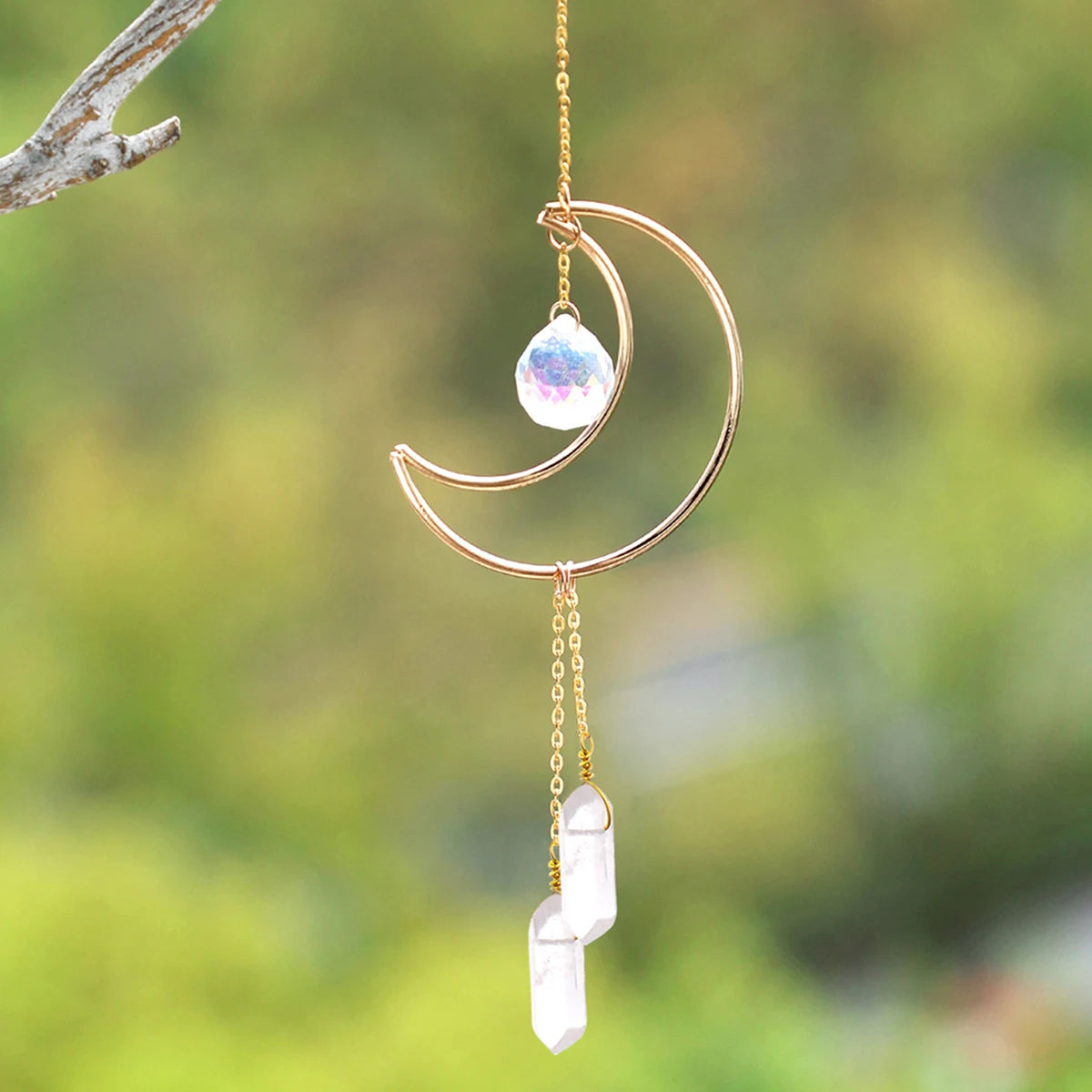 Crystal Wind Chimes Dream Catcher Stained Glass Sun Catcher Prism Rainbow Maker Window Garden Decoration Outdoor Christmas Gift gold MS086