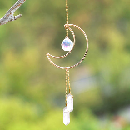 Crystal Wind Chimes Dream Catcher Stained Glass Sun Catcher Prism Rainbow Maker Window Garden Decoration Outdoor Christmas Gift gold MS086