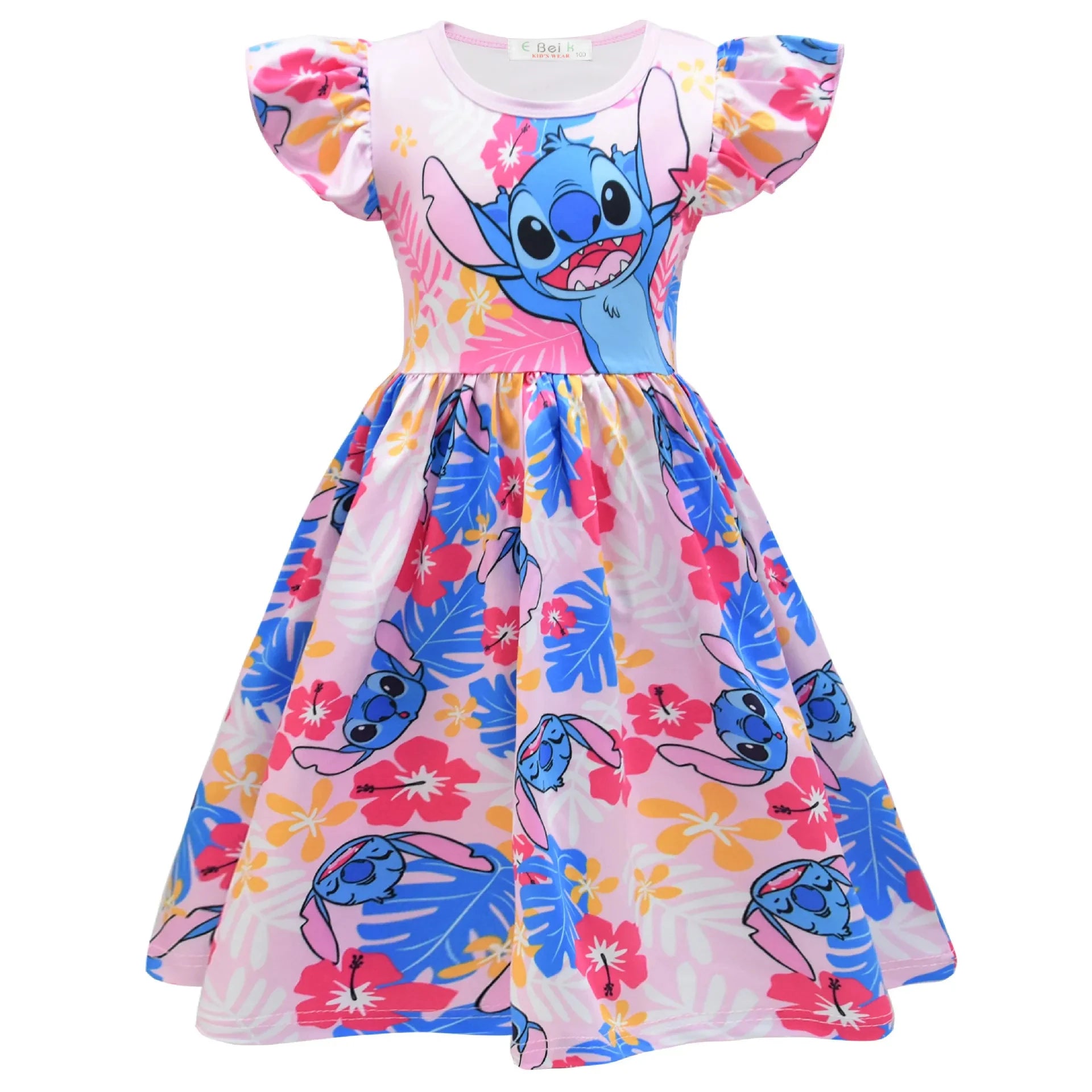 2024 New Lilo and Stitch Girls Dress Costume Clothing Cosplay Halloween Kids Birthday Party Cartoon Print Childrens Dress 88234