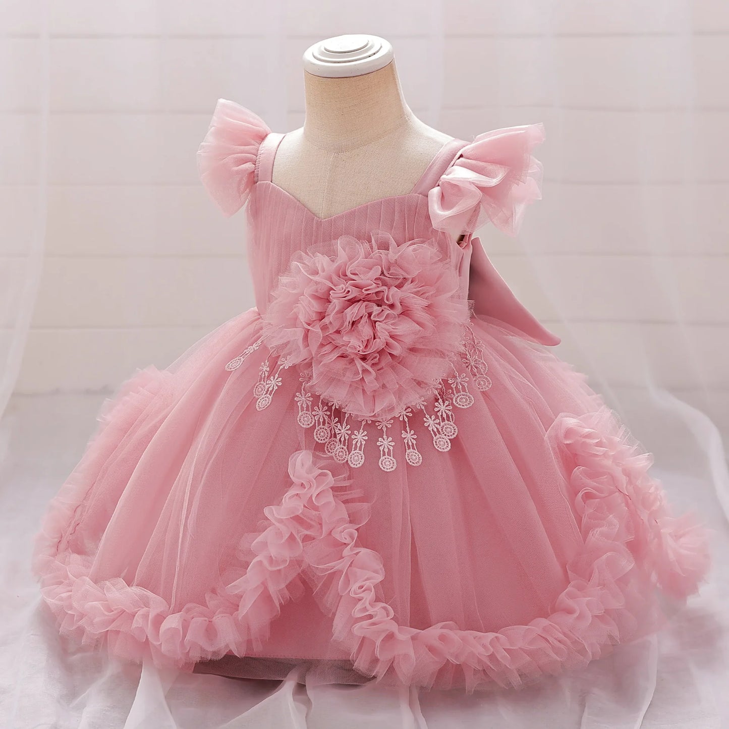 Flower Girls Dresses Elegant Baby Birthday Princess Dress Tutu Dancing Clothing Infant Tulle Cute Kids Birthday Vestidos