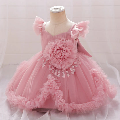 Flower Girls Dresses Elegant Baby Birthday Princess Dress Tutu Dancing Clothing Infant Tulle Cute Kids Birthday Vestidos