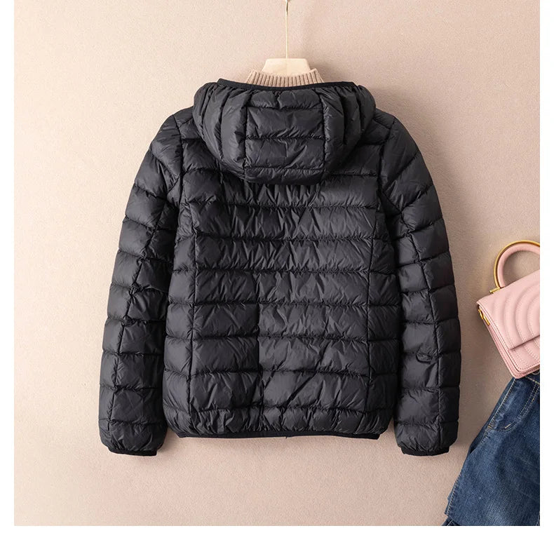 Women Autumn Down Jacket 2022 New Arrivals  90%  White Duck Down Ultra Light Fashion Hooded Keep Warm  Puffer Jacket