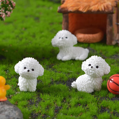 Figurines Miniatures Cute Dog White Bichon Frise Micro Landscape Ornaments For Home Decorations Decor For Room Desk Accessories