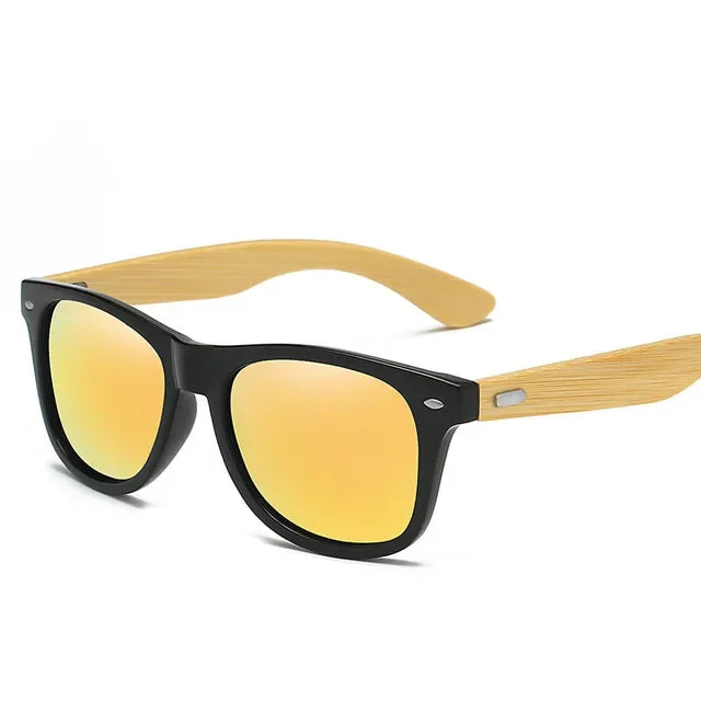 Fashion Wood Men's Ultraviolet Sunglasses Classic Male Driving Riding UV400 Sports Sun Glasses Eyewear Wooden Bamboo Eyeglasses yellow As Picture