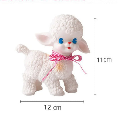 Retro Classic Rubber Sheep Doll Cute Girl Sweetheart Voice Animal Gift Model Lamb Static Desk Room Home Accessories Ornaments