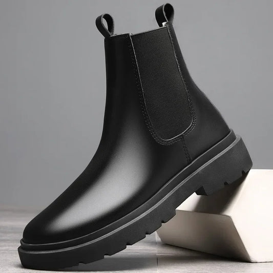 Autumn New Chelsea Boots for Men Black Men Boots Fashion Winter Slip on Ankle Boots Retro Motorcycle Booties botas para hombre