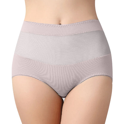 Push Up Ladies Cotton High Waist Hip-Lift Sexy Panties High-Elasticity Mesh Seamless Lace Triangular Women Plus Size Underwear Grey