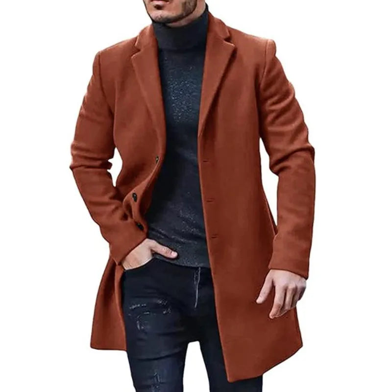 Male Streetwear Jackets Man's Solid Color Casual Outerwear And Coats Single Breasted Lapel Wool Men's Jacket For Spring Winter Brown