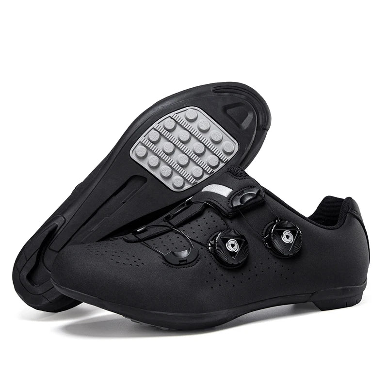 Lock-Free Cycling Shoes Flat Pedal Shoes Men Road Bike Cleat Sneaker MTB Bicycle Biking Shoes Black-Rubber