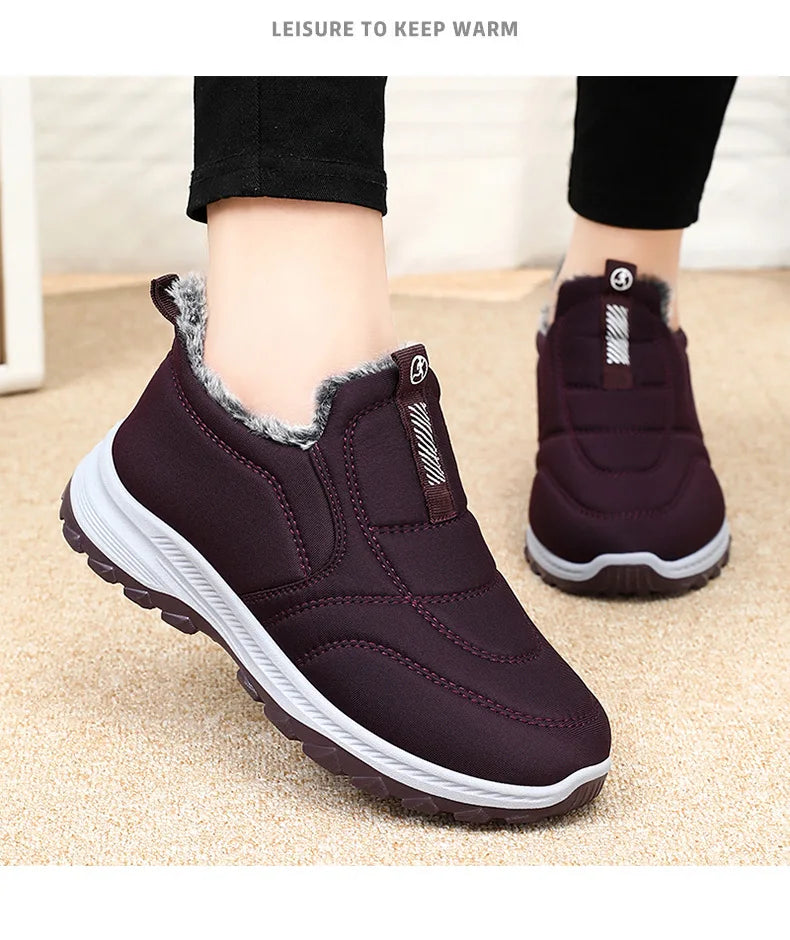 Women's Winter Slip On Walking Shoes Fashion Lightweight Running Shoes For Women Workout Warm Casual Non Slip Sneakers