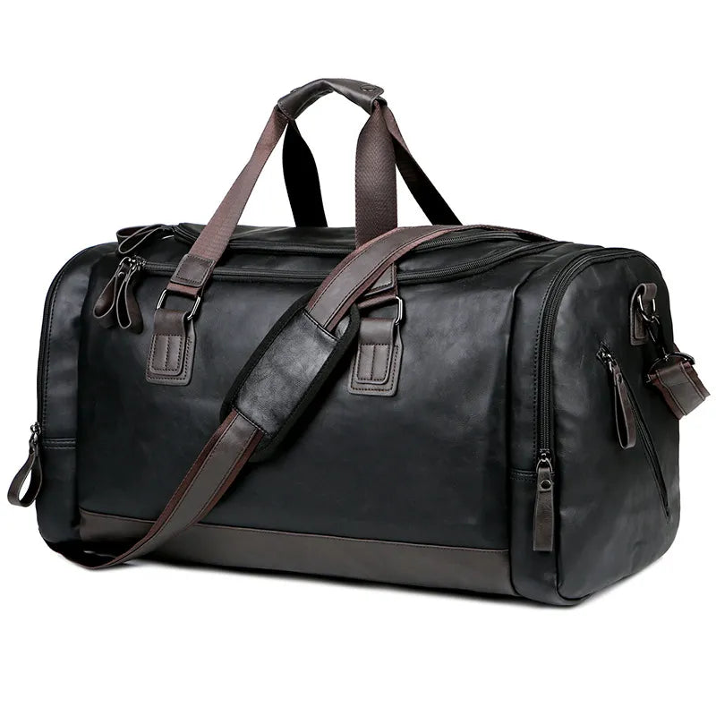 Men's PU Leather Gym Bag Sports Bags Duffel Travel Luggage Tote Handbags for Male Fitness Men Trip Carry Shoulder Bag travel bag