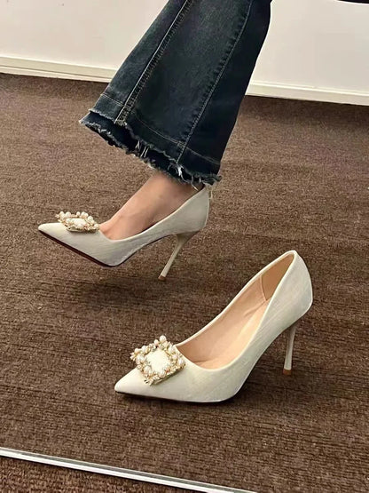 New Spring/Autumn Sexy Comfortable Casual Banquet Fashion Pearl Wedding Pointed Toe Stiletto High Heels