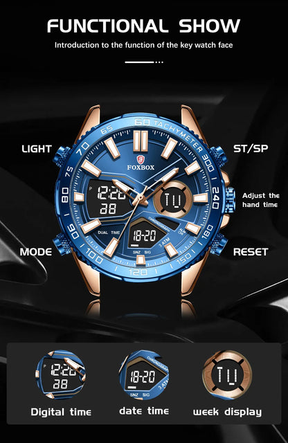 LIGE Quartz Wrist Watches for Men Fashion Military Analog Digital Watch Men Sport Waterproof Dual Display Watch Men Reloj Hombre