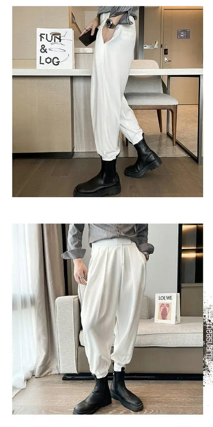 Stacked Pants Streetwear Men's Pants Joggers  Casual Harem Trousers Harajuku Korean Motorcycle Tapered Male Blazer Pants