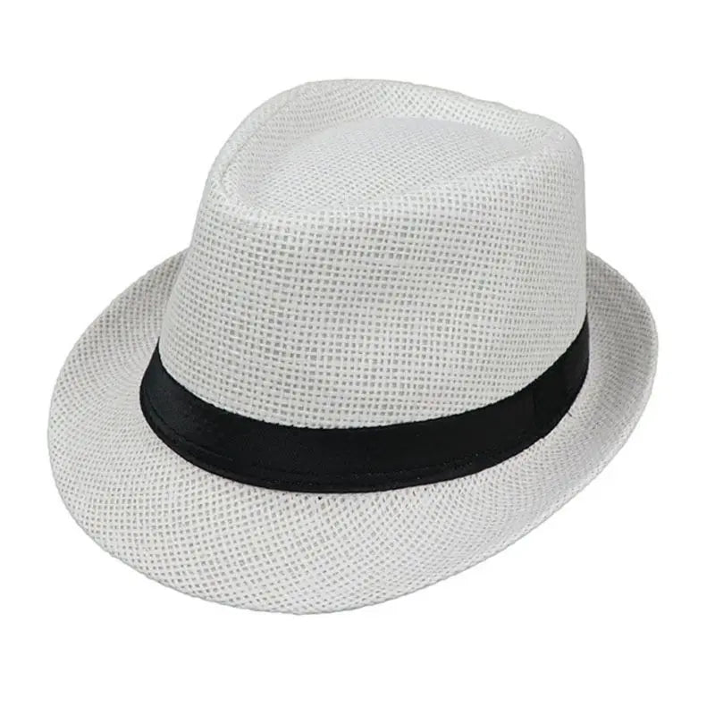 Children Kids Summer Beach Straw Hat Jazz Panama Breathable Hat Large Brim Outdoor Breathable Hats Girls Boy Sunhat White B