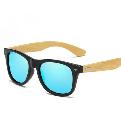 Fashion Wood Men's Ultraviolet Sunglasses Classic Male Driving Riding UV400 Sports Sun Glasses Eyewear Wooden Bamboo Eyeglasses blue As Picture