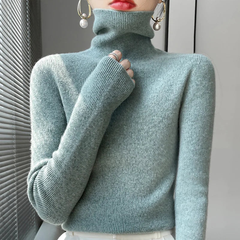 2022 Autumn Winter Cashmere  Sweater Women's Pullover Turtleneck  Casual Fashion Pure Color Cashmere sweater women