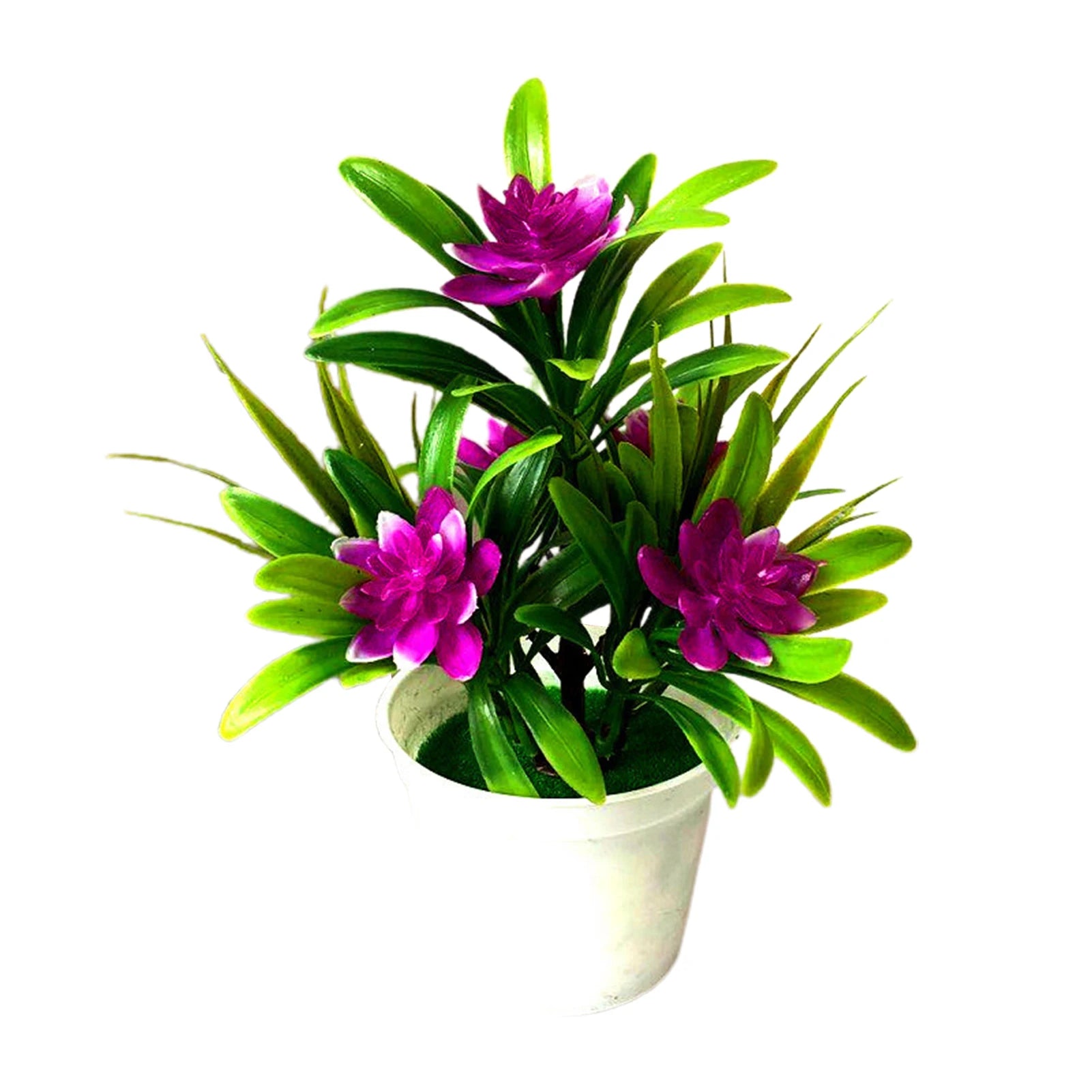 Artificial plant Fake Flower with VaseLotus Flower Potted Plant Bonsai Wedding Party Garden Home Decor Artificial Flower Purplish Red