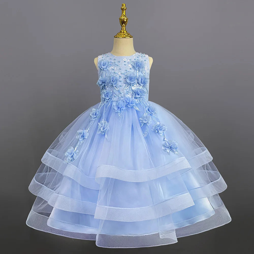 Children's Princess Dress Cross border New European and American Style Little Girl's Mesh Dress Children's Performance Dress