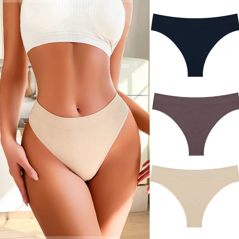 3PCS Seamless Women's Lingerie Female Thongs Sexy Underwear Low-Rise Underpant Women's Panties Intimates Bikini Briefs S-XL Set4 CHINA | 3pcs