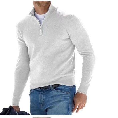 Men's Autumn Solid Color Jumper Half Zipper Casual Sweater Slim V-neck Long Sleeve Men's Sweatshirt Winter Shirt