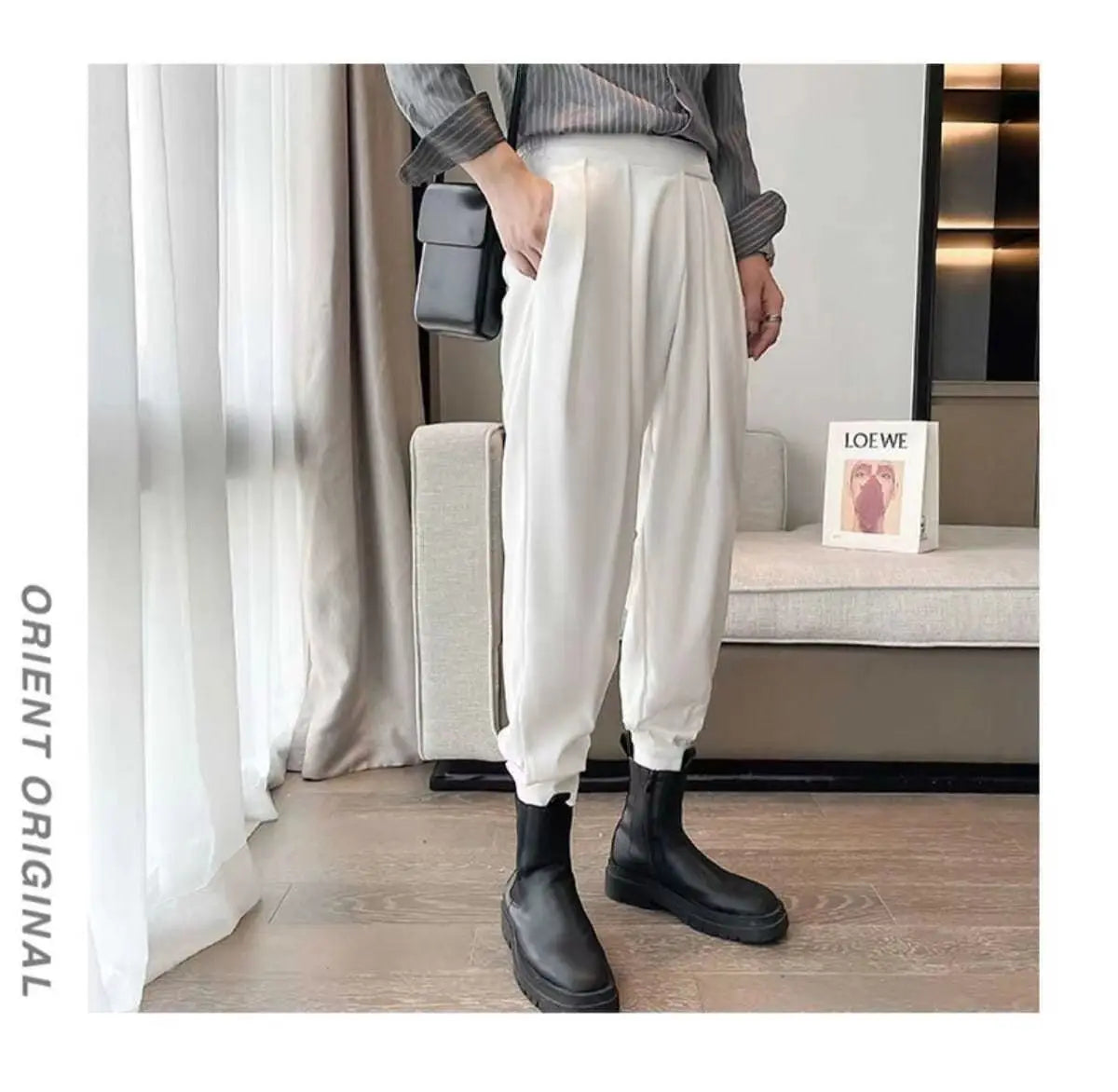 Stacked Pants Streetwear Men's Pants Joggers  Casual Harem Trousers Harajuku Korean Motorcycle Tapered Male Blazer Pants