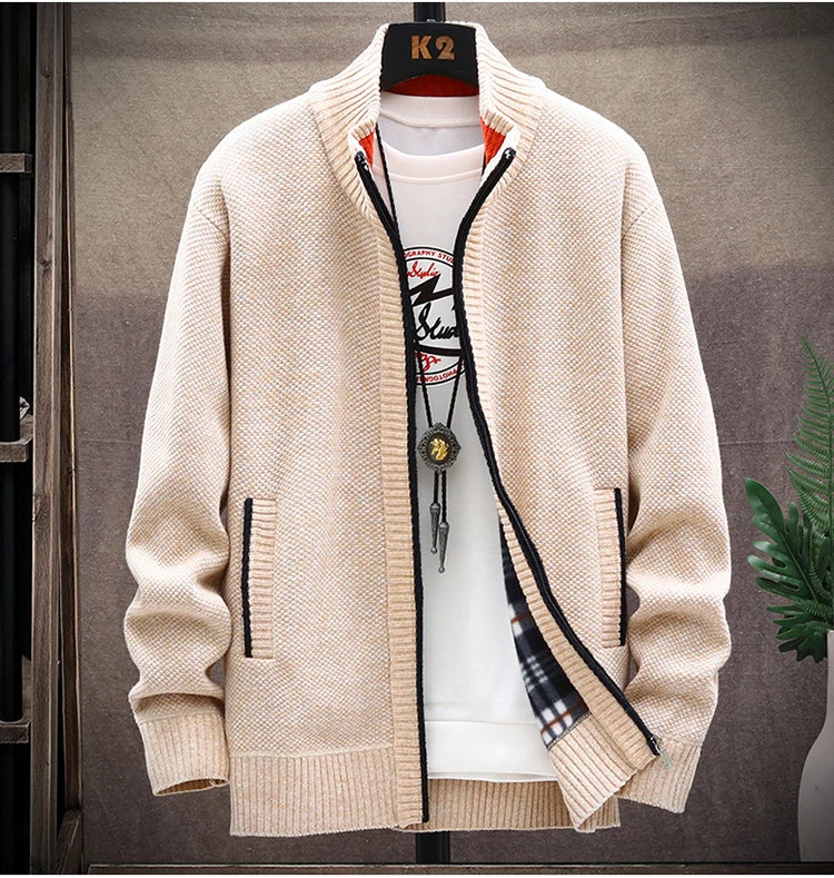 New Spring Autumn Knitted Sweater For Men Fashion Slim Fit Cardigan Men Causal Sweaters Coats Men's Clothing Winter Cardigan men